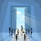 Business People Group Black Silhouette Standing at Door Entrance