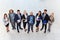 Business People Group Happy Smile Standing At Modern Office Top View, Businesspeople In Row