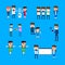 Business People Group Office Worker Activity Set Pixel Design