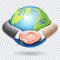 Business people handshake around the world globe earth background