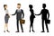 Business people handshake with silhouette male and female