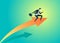 Business people illustration of drive arrow fly man