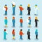 Business people isometric 3d vector figures