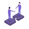 Business people isometric characters, colleague. Teamwork and partnership concept.