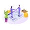 Business people isometric characters, colleague. Teamwork and partnership concept. Flat isometric vector illustration