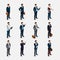 Business people isometric set with men in suits, beard styling stylish hairstyle mustache office isolated.