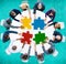 Business People Jigsaw Puzzle Collaboration Team Concept