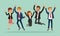 Business people jumping celebrating success cartoon illustration