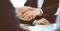 Business people or lawyers shaking hands finishing up a meeting, close-up. Negotiation and handshake concepts