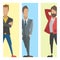 Business people man cards full length professional portrait community characters illustration.
