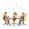 Business people at the negotiating table color flat illustration