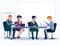 Business people. Office team cartoon characters. Group of business men women, standing persons. Teamwork colleagues vector.