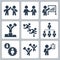 Business people, partnership and competition icon set