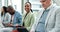 Business people, portrait and group in a row in an office for corporate meeting, interview or conference. Diversity