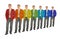 Business people with rainbow color coat collage