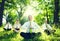 Business People Relaxation Meditating In The Woods Concept