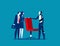 Business people and robot fighting over for job chair. Concept business economy vector illustration. Struggle, Challenge