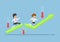 Business People Run to Top of The Graph Through Risky Obstacle.