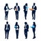 Business People Set Team Crowd Silhouette Businesspeople Group Hold Document Folders