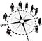 Business people strategy compass directions