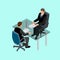 Business people in suit sitting at the table. Meeting. Job interview. Job applicants. Concept of hiring worker