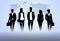 Business People Team Crowd Black Silhouette Businesspeople Group Human Resources over World Map Background