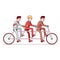 Business people team riding on a tandem bike