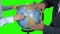 Business people touching globe.