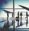 Business People Traveling Airplane Airport Concept