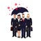 Business people under umbrella