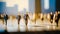 business people walking, going to workin business district. job concept, miniature figure ,ai generated