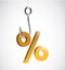 Business percentage sign and hook illustration