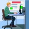 A business person sitting in an office Illustration vector On pop art comics style Board meeting background