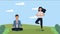 business persons practicing yoga characters