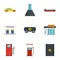 Business petrol icon set, flat style