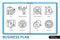 Business plan infographics linear icons collection