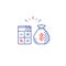 Business plan, pay expenses, calculate budget spending line icon