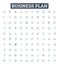 Business plan vector line icons set. Business, Plan, Strategy, Financing, Proposal, Start-up, Objectives illustration