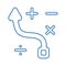 Business Planning blue outline icon, strategy, tactics, account of money