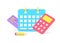 Business planning graph payment counting with calculator and calendar reminder 3d icon isometric