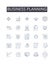 Business planning line icons collection. Marketing strategy, Financial management, Sales planning, Operations management