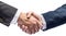 Business or political partnership concept.Handshake closeup on white background. Clipping path