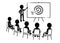 Business presentation: Speaker in front of spectators and target icon
