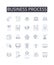 Business process line icons collection. Production line, Operational flow, Work procedure, Task sequence, Schedule
