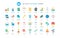 Business process organization, time management, communication trendy flat icons set