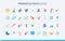 Business process trendy flat icons set, technology of effective work activity, planning