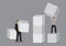 Business Professionals with Huge Building Blocks Cartoon Vector Illustration