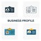 Business Profile icon set. Four elements in diferent styles from human resources icons collection. Creative business profile icons