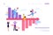 Business profit crisis and risk loss management, vector illustration. Financial decline graph, cartoon economic down