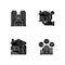 Business property black glyph icons set on white space